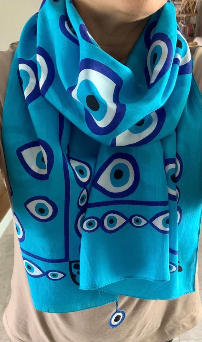 Evil Eye Scarf Evil Eye Print Wrap Shawl Evil Eye Etsy