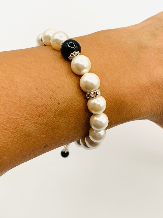 Beaded Friendship LOVE band with mother of pearl & hematite bracelet
