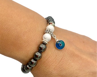 925 Silver evil eye bracelet, Hematite bracelet, Chakra Healing energy bracelet, Good luck, Protection jewelry, Gift for her, Evil eye charm