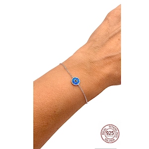 Evil Eye Armband, Feine 925 Silber Kette Armband, Verstellbares Blaues Auge Charm Armband, Evil Eye Schutz, Evil Eye Schmuck, Viel Glück