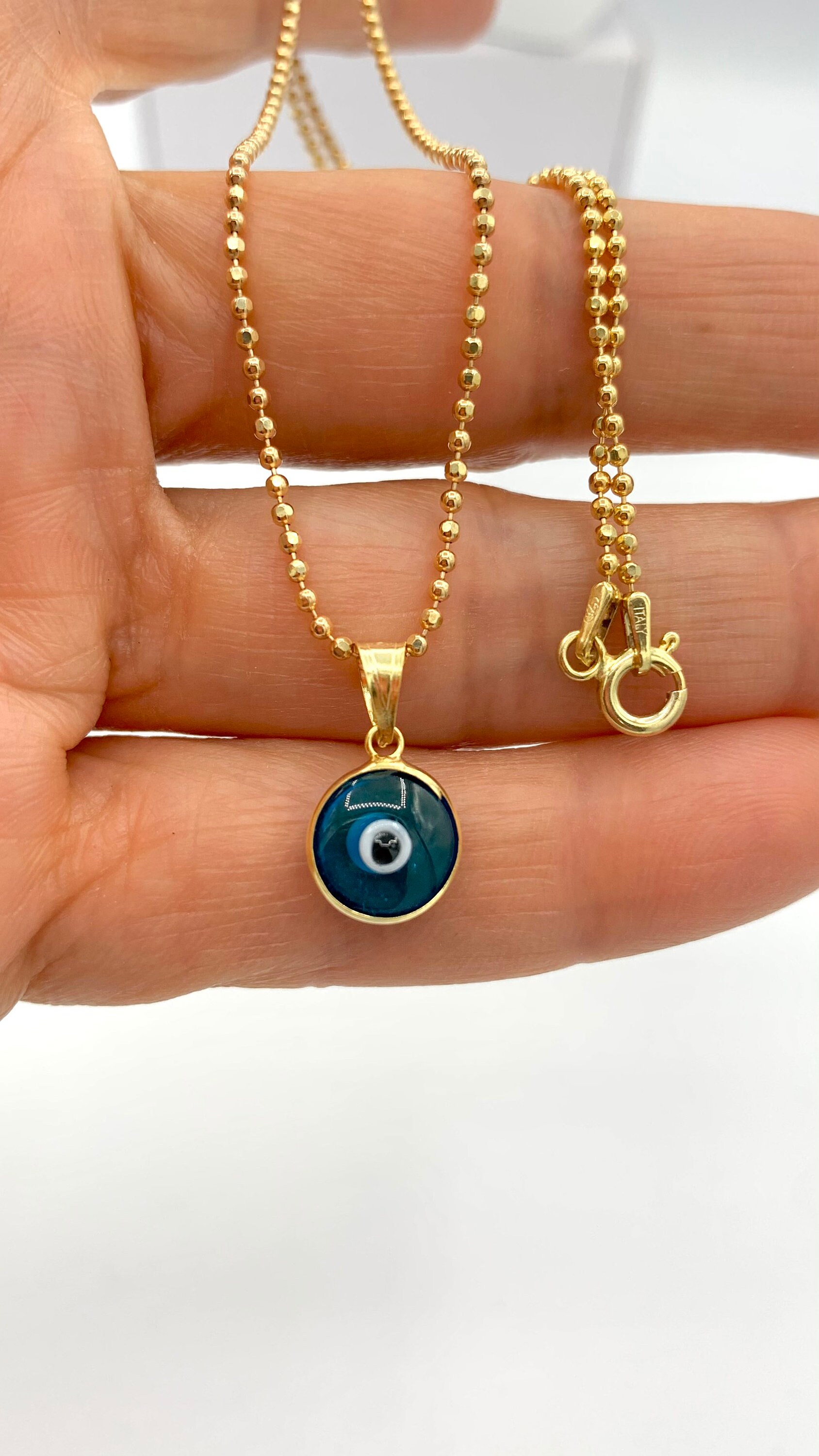 925 sterling silver modern trendy evil eye pendant protect from negativity  chunky jewelry | TRIBAL ORNAMENTS