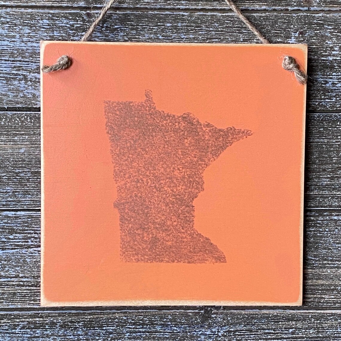 Minnesota Wall Decor Wood Wall Hanging Tile Coral and Gold Etsy