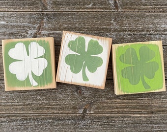 St Patrick's Day Decor - Rustic Shamrock - Four Leaf Clover Ornament