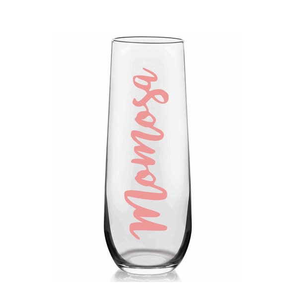 Momosa Champagne Flute, Momosa Champagne Glass, Mothers Day Glass, Mothers Day Gifts, Party Favors, Baby Shower Glass, New Mom Gifts
