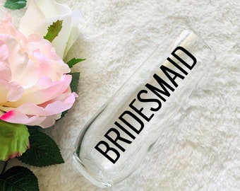 Bridesmaid Gifts, Stemless Champagne Flute, Bridesmaid, Bridal Party Gifts, Bach Party, Bridesmaid Glass, Bachelorette Party, Gifts for Her