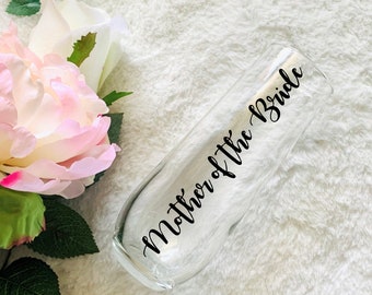 Mother of the Bride, Champagne Flute, Wedding Decor, Party Decor, Stemless Champagne Glass, Engagement Party, Wedding, Gifts for Mom