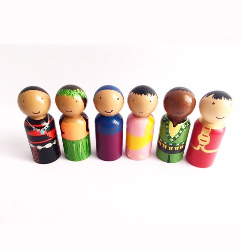 AroundtheWorld Peg Doll Set Multicultural Dolls Learning Etsy