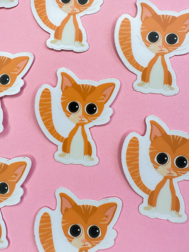 Norman the Tabby Cat Vinyl Die Cut Sticker | Orange Kitten Sticker ...