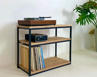 Oak 'slim' Record stand // Media Unit  // Tv Stand // Vinyl Storage. Custom sizes & Finishes.