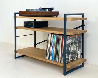 Oak Record Stand || Media Unit  || Tv Stand || Vinyl Storage. Custom sizes & Finishes.