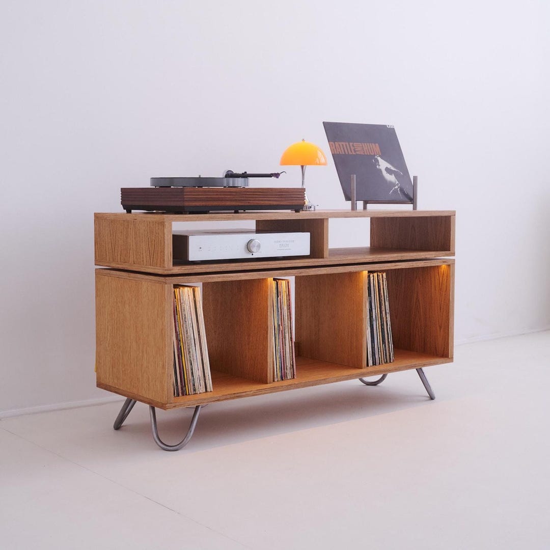 Large Stack Hi-fi Stand – [oak Veneered Birch Ply] Vinyl Record Player ...