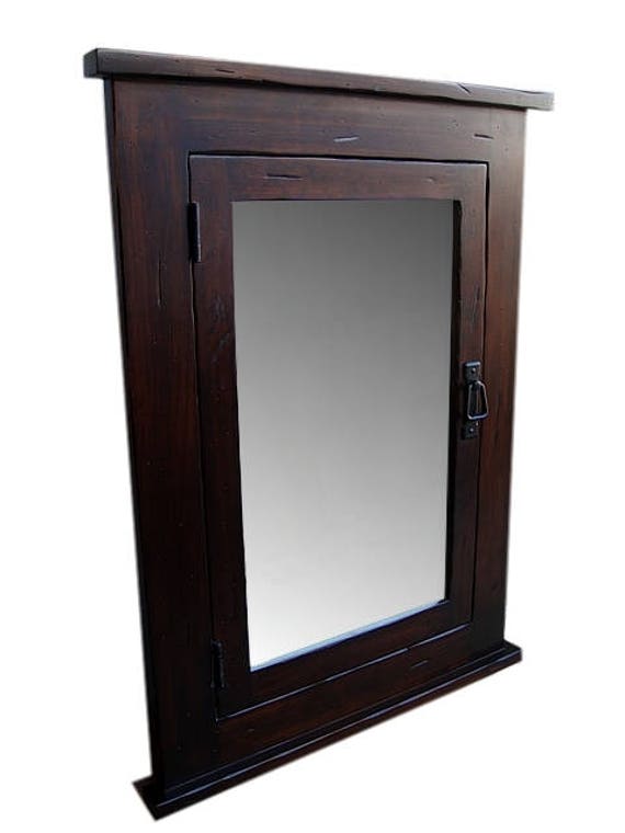 Dark Oak Wall Mount Medicine Cabinet Corner with Mirror