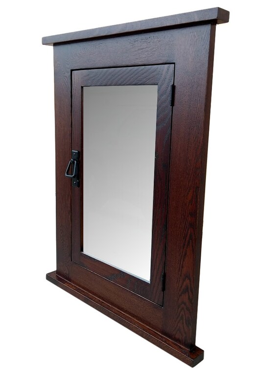 Solid oak medicine 2024 cabinet with mirror