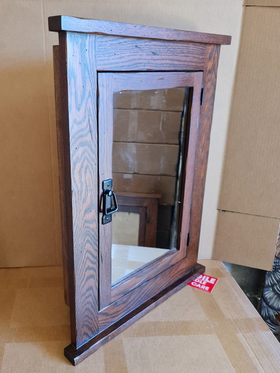 Solid Oak Rustic Mission Recessed Medicine Cabinet Distressed