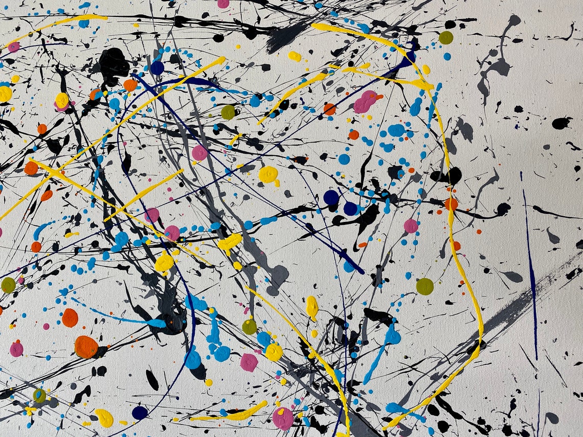Colorful Splatter Acrylic Painting on White Canvas Title Etsy