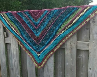 Gypsy shawl, Boho shawl, crochet shawl, triangle scarf, shawl, hobo shawl, shabby shawl, crochet wrap, colorful shawl