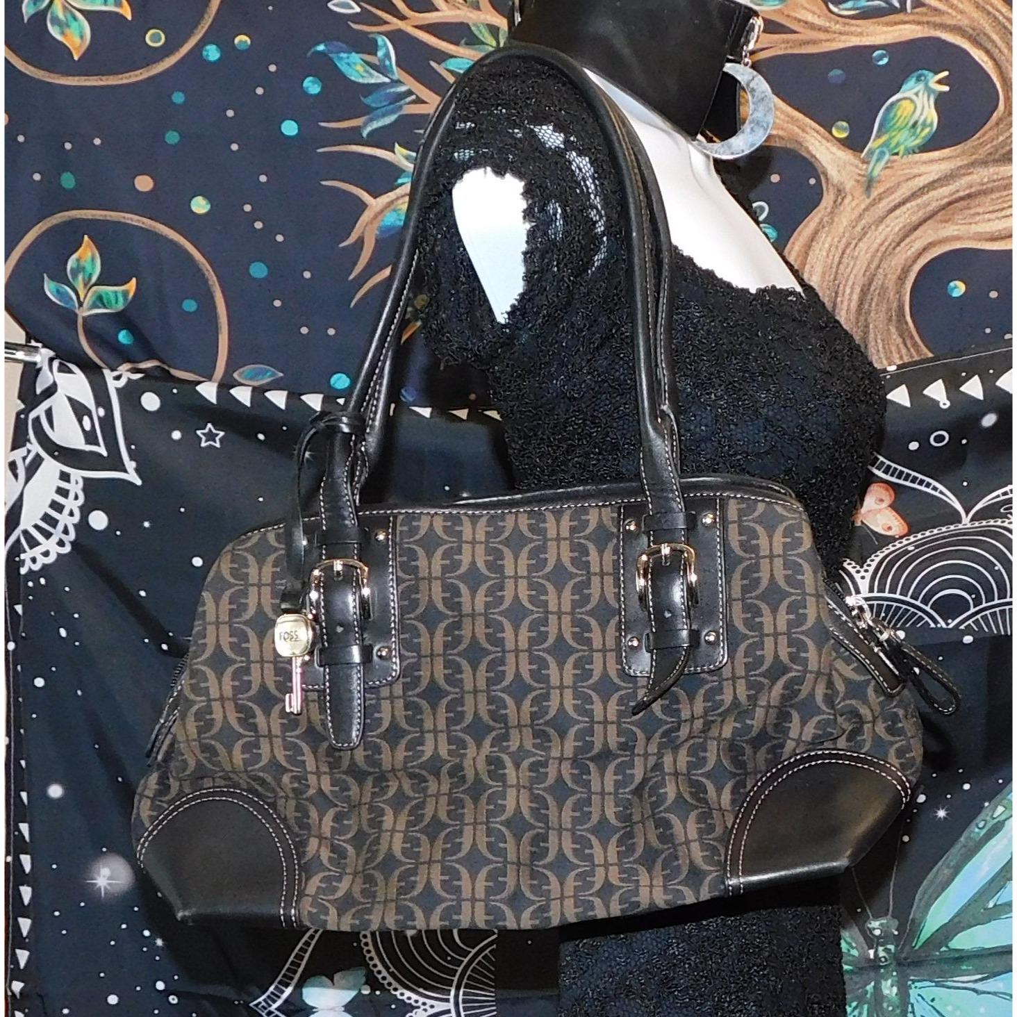 Fossil Black and Brown Monogram Shoulder Bag - Etsy Ireland display picture 1