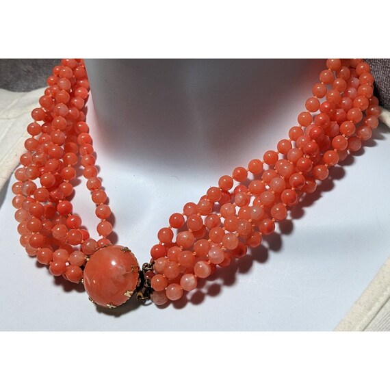 Vintage Salmon Beaded Necklace - image 3