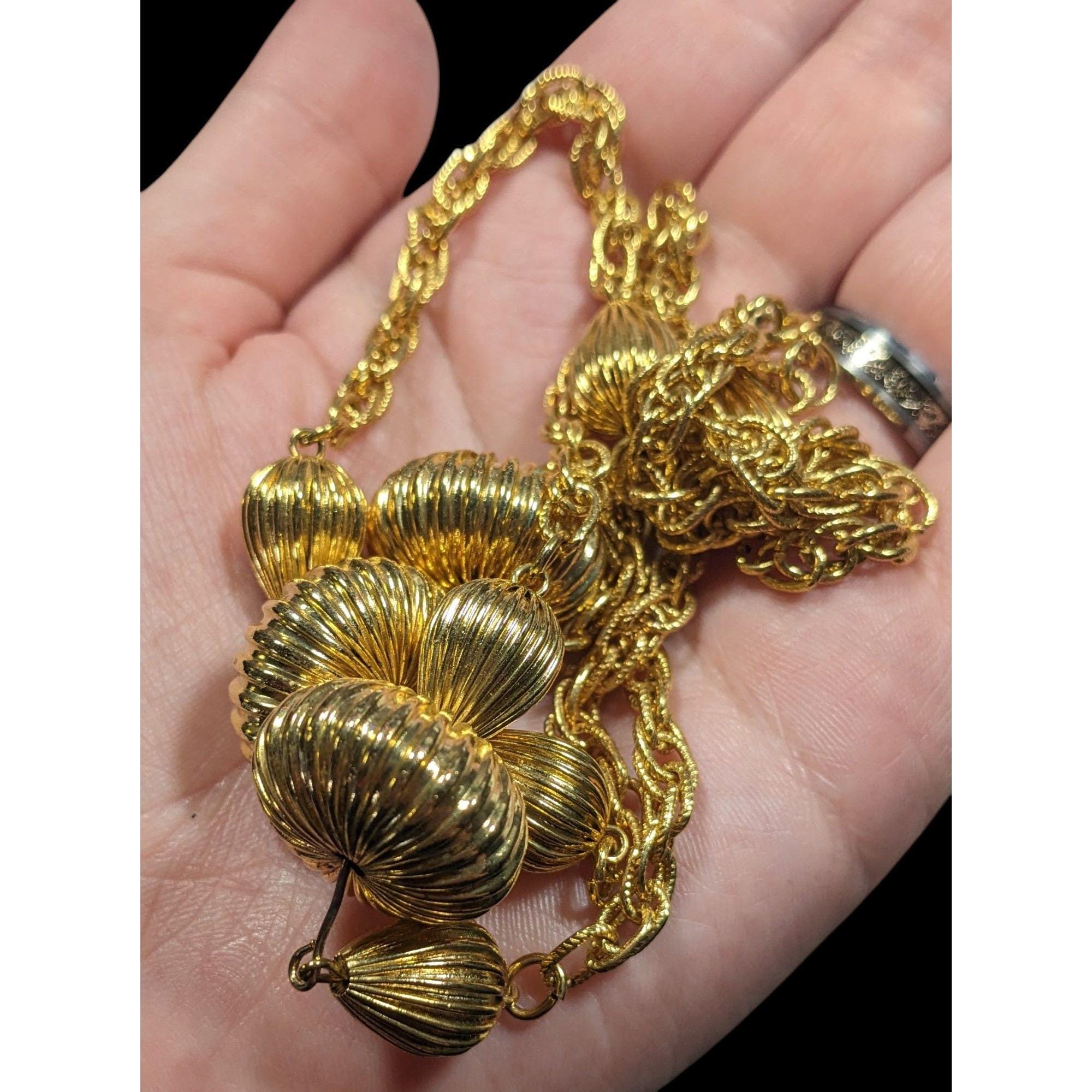 【VINTAGE HOLLYWOOD】☆Texture Ball Layered Necklace_2 Se.t Statement Necklace | 18k Gold Plated Choker | Luxury Vintage