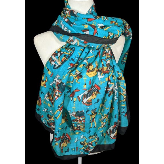 Vintage Teal Egyptian Souvenir Ehab Scarf - Etsy