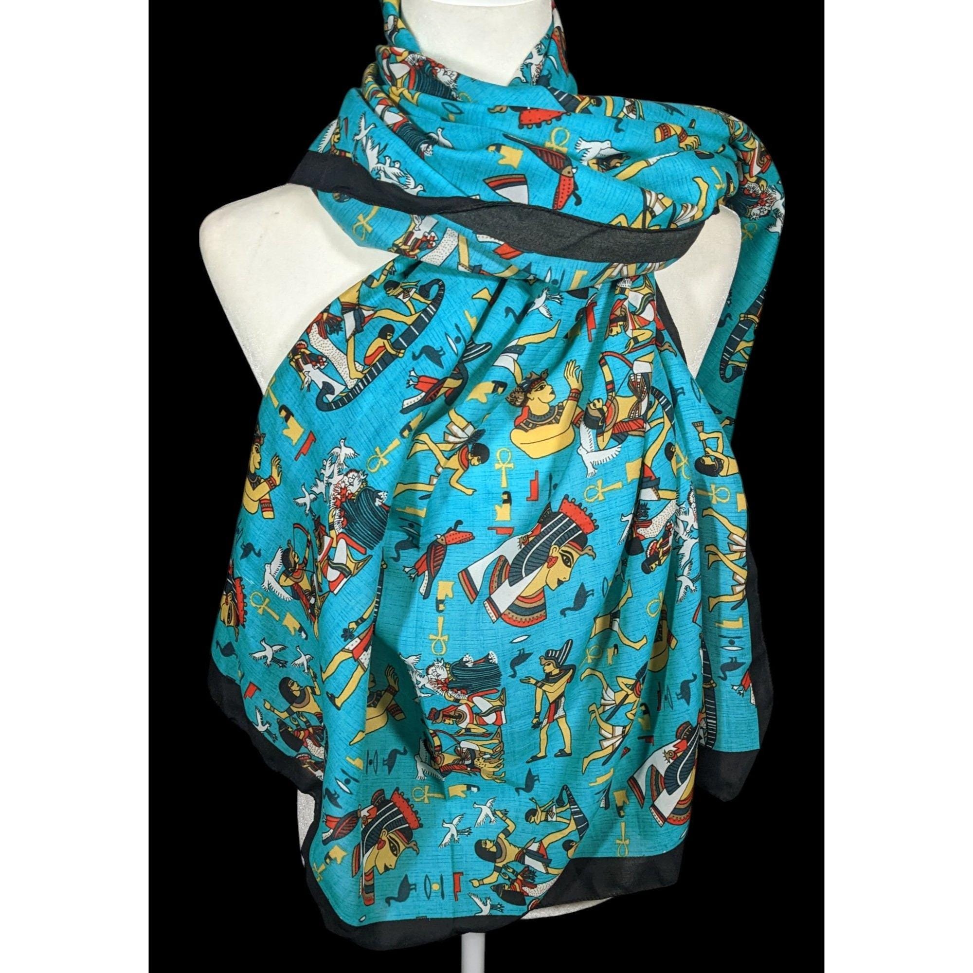 Vintage Teal Egyptian Souvenir Ehab Scarf - Etsy