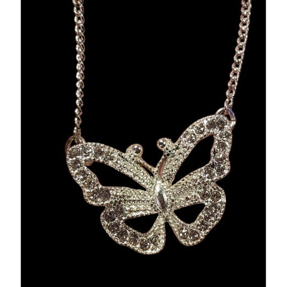 W WEILIRIAN Collana Con Ciondolo Farfalla E Strass – Gioiello In Argento Con Cristalli, Per Donne E Ragazze, Catena Regolabile - 2