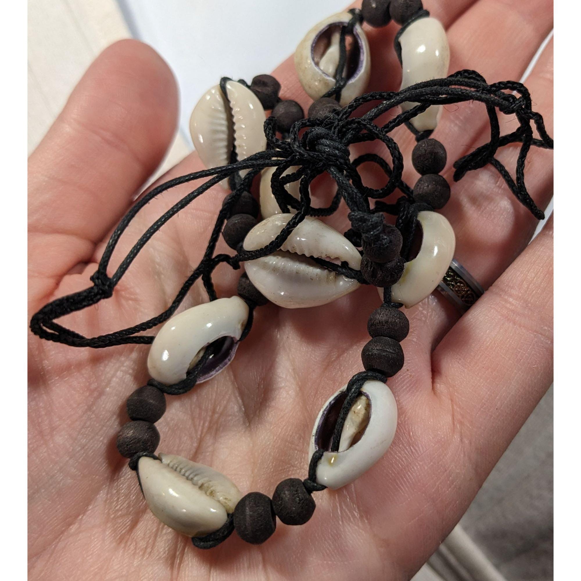 Vintage 90s Handmade Cowrie Shell Tie on Necklace - Etsy