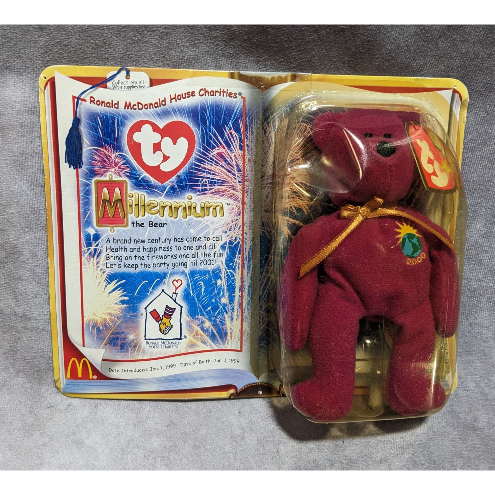 Ronald Mcdonald Ty Beanie Babies Millennium Bear Ronald McDonald
