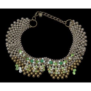 Pam Hiran Vintage 90s Beaded Bib Colar