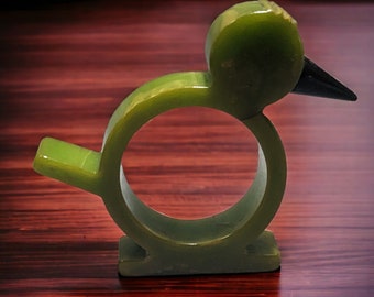 Vintage Bakelite Green Bird Napkin Ring
