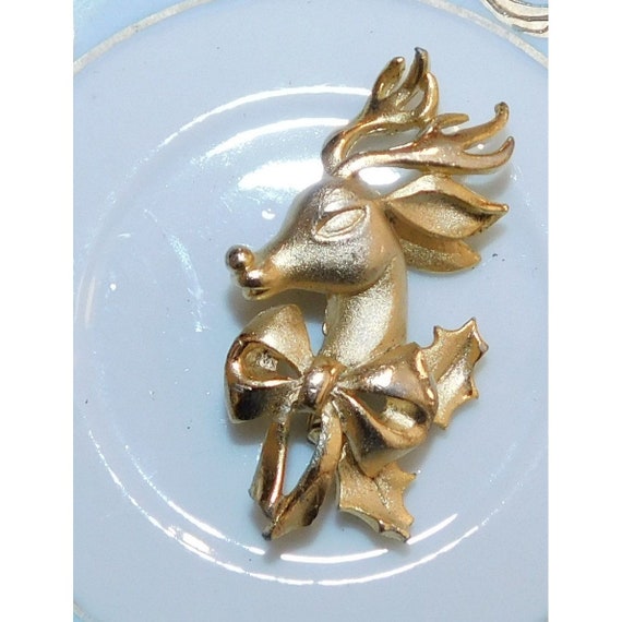 Vintage 1950s Stylized Reindeer Brooch - image 3