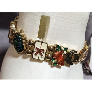 Vintage Holiday Charm Slide Bracelet