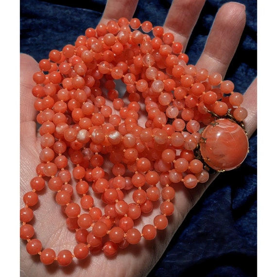 Vintage Salmon Beaded Necklace - image 8