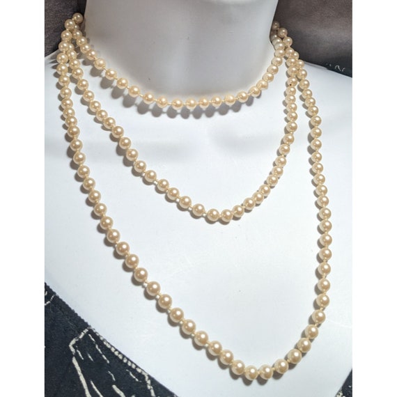 Vintage Faux Pearl Opera Necklace - image 1