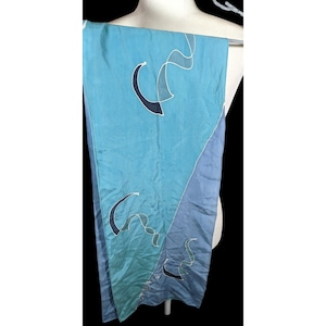 Vintage Sekina Blue Silk Abstract Scarf