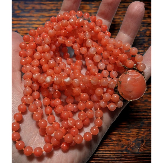 Vintage Salmon Beaded Necklace - image 4