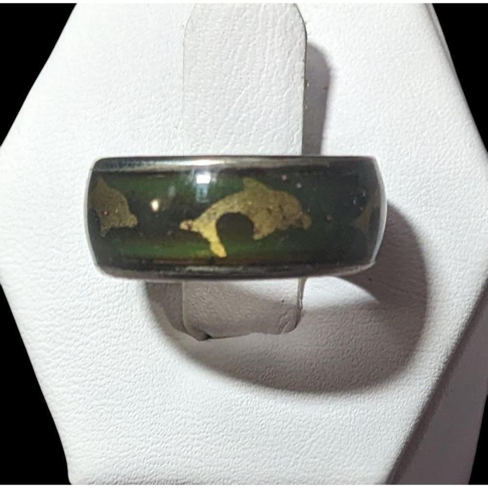 ヴィンテージ ハチドリ リング Vintage Dolphin Ring Band Men Women Studded Solid Silver 925