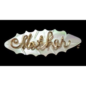 Vintage Mother Of Pearl &quot;Mother&quot; Carved Brooch