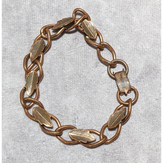 Vintage 1950s Copper Leaf Link Bracelet - Etsy Finland