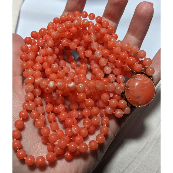 Vintage Salmon Beaded Necklace - image 7