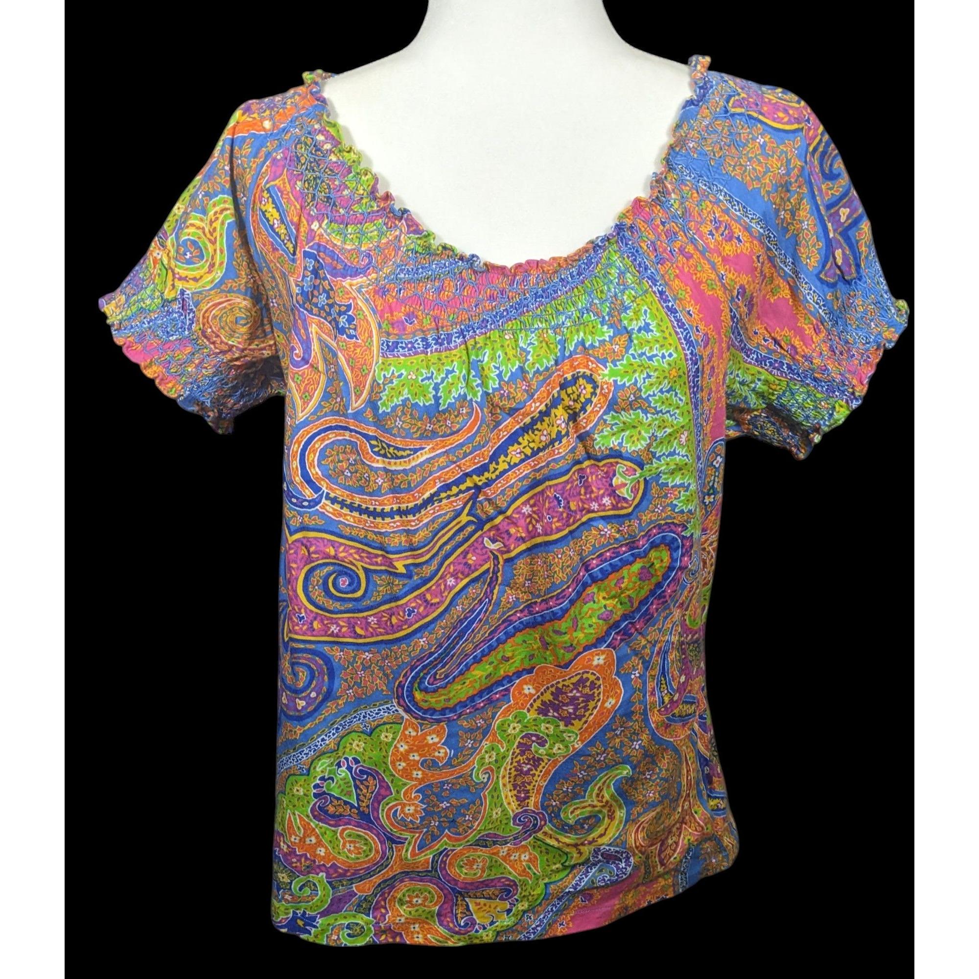 paisley peasant top