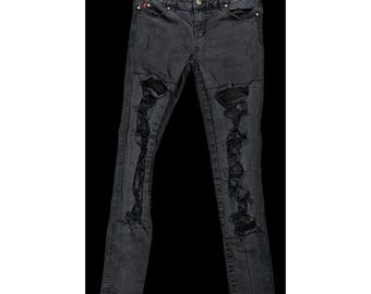 Vintage Y2K Gothic Distressed Skinny Jeans by TrippNYC