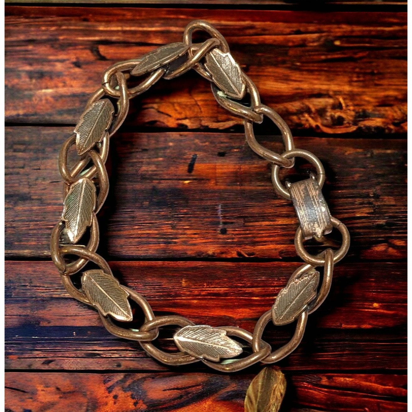 Vintage 1950s Copper Leaf Link Bracelet - Etsy Finland
