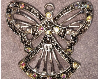 愛の天使 シルバートーン 箱入り CZ オーロラ フィリグリー 彫刻