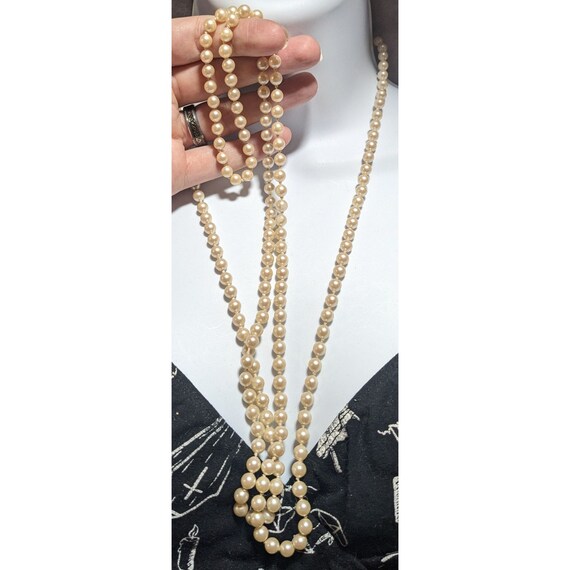 Vintage Faux Pearl Opera Necklace - image 2
