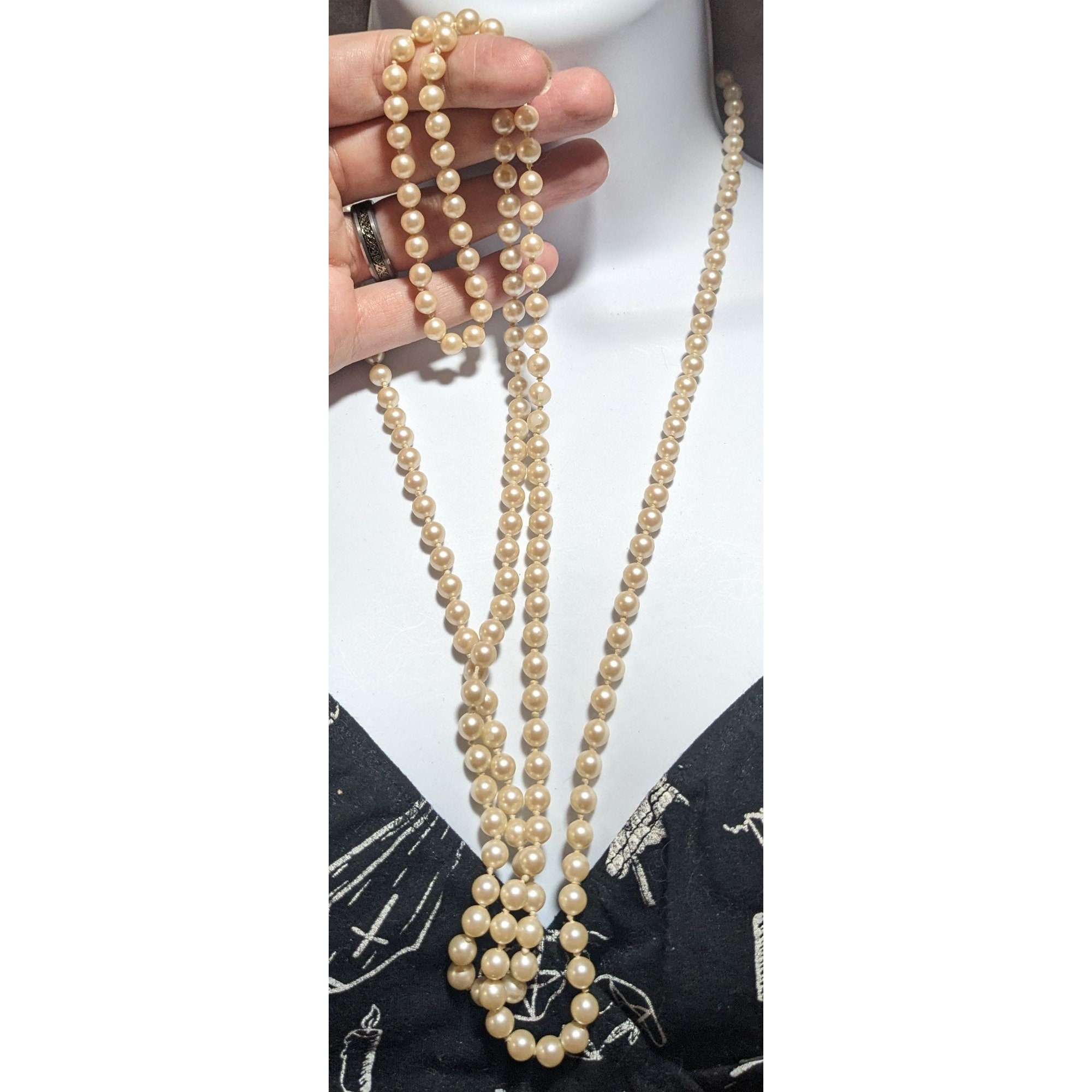 Vintage Faux Pearl Opera Necklace - Etsy