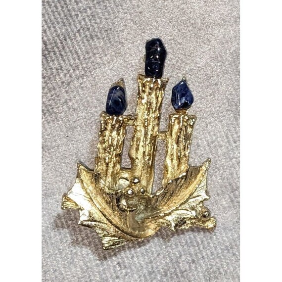 Vintage Lapis Lazuli Holiday Candle Brooch