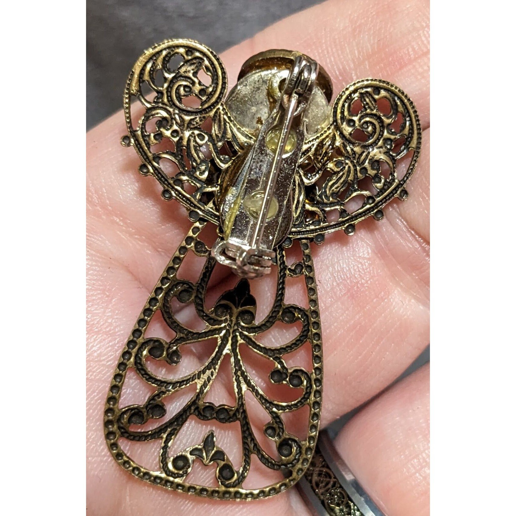 Vintage Filigree Angel Brooch - Etsy