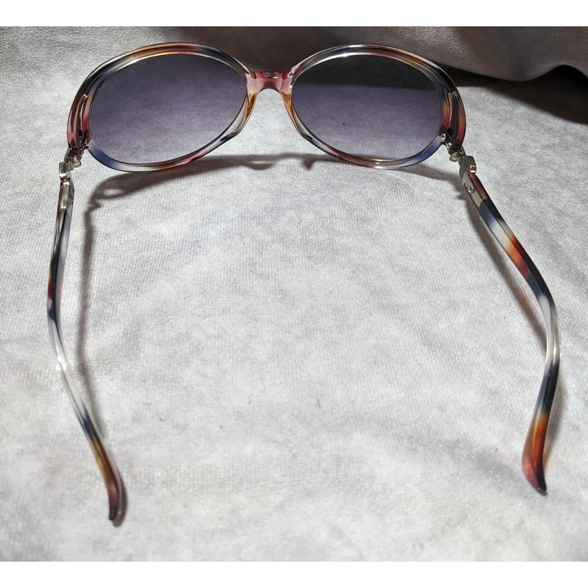 Vintage Baskin Bros. Mottled Red Black And Clear Sunglasses Rasta Sunglasses with Polarized Red Mirror Lenses – Bomber  main image 3