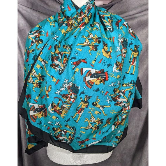 Vintage Teal Egyptian Souvenir Ehab Scarf - Etsy